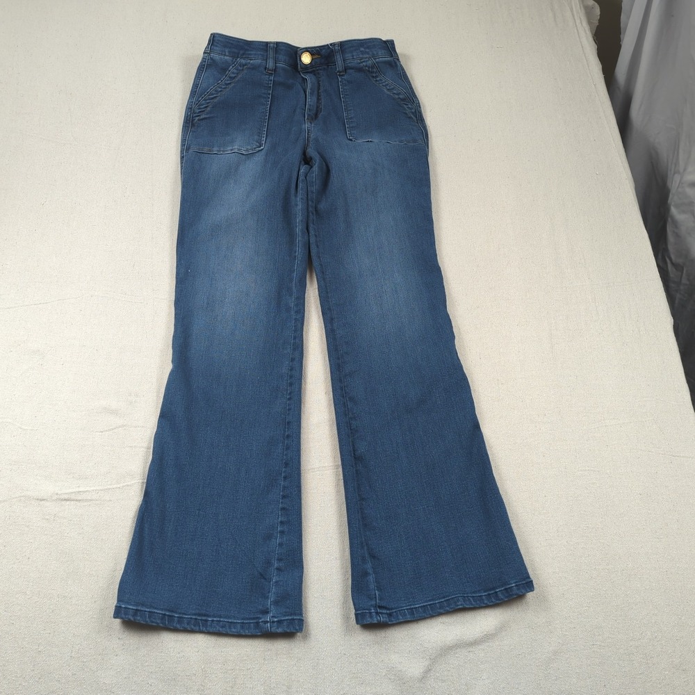 Democracy Jeans Womens 6 Blue Ab Technology Boot Cut Casual Distressed Stretch